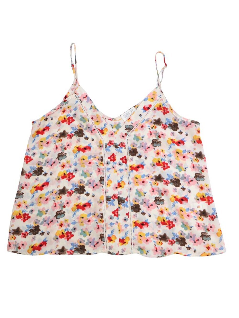Sienna Sky Floral Cami Tank Top Small White Multicolor Sleeveless Blouse